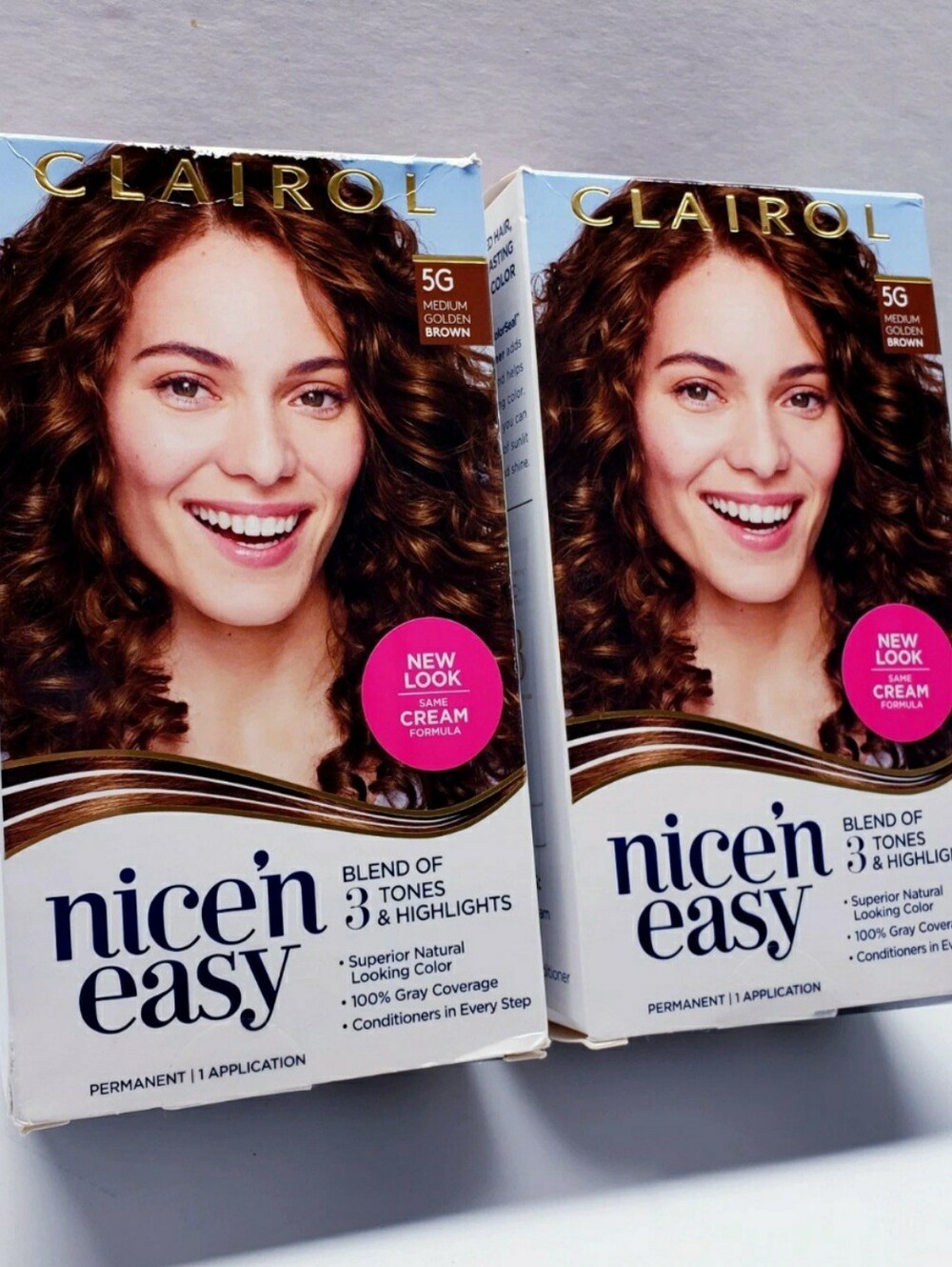 Clairol Nice N’ Easy Natural Looking Hair Color, 5G Medium Golden Brown(2 pack)